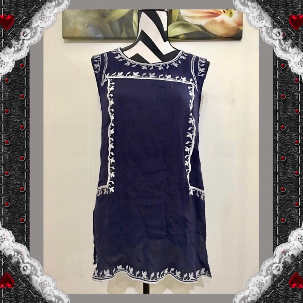 Michelle Nicole Embroidered Navy Tunic